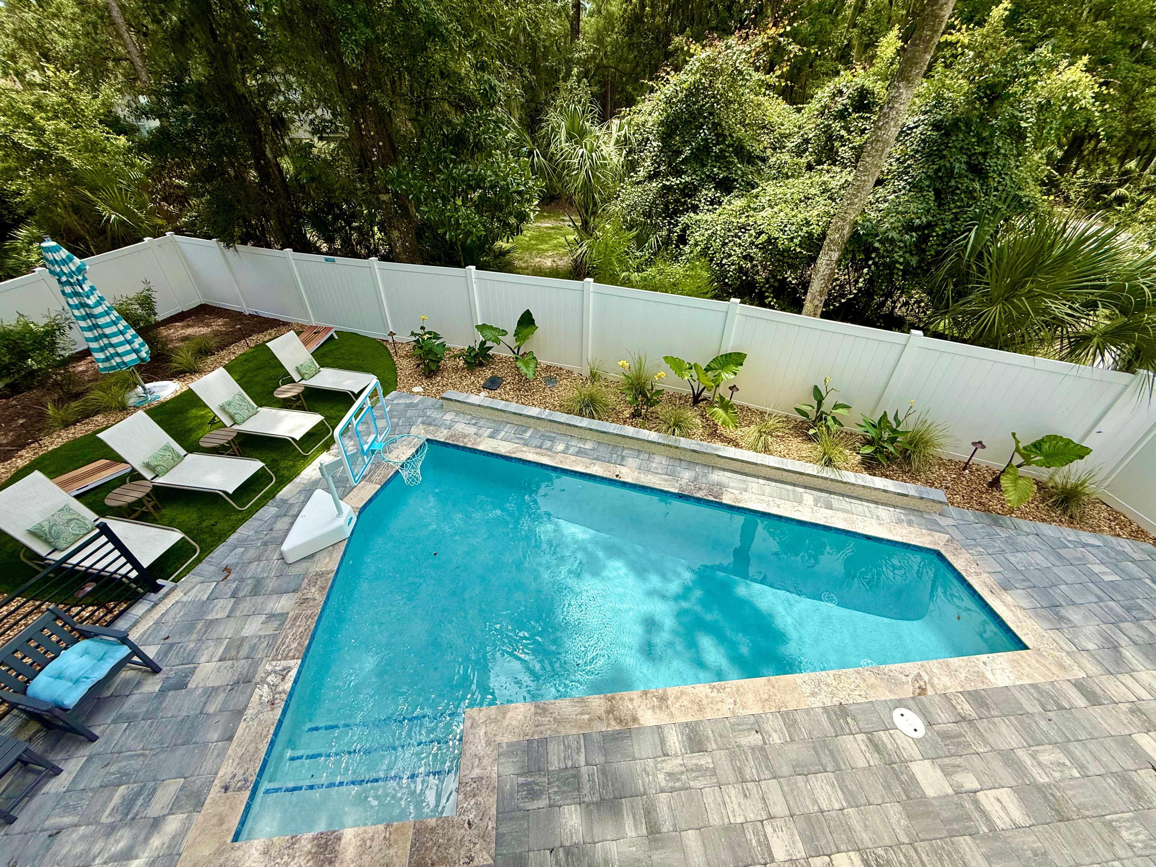 Residential patio and palms