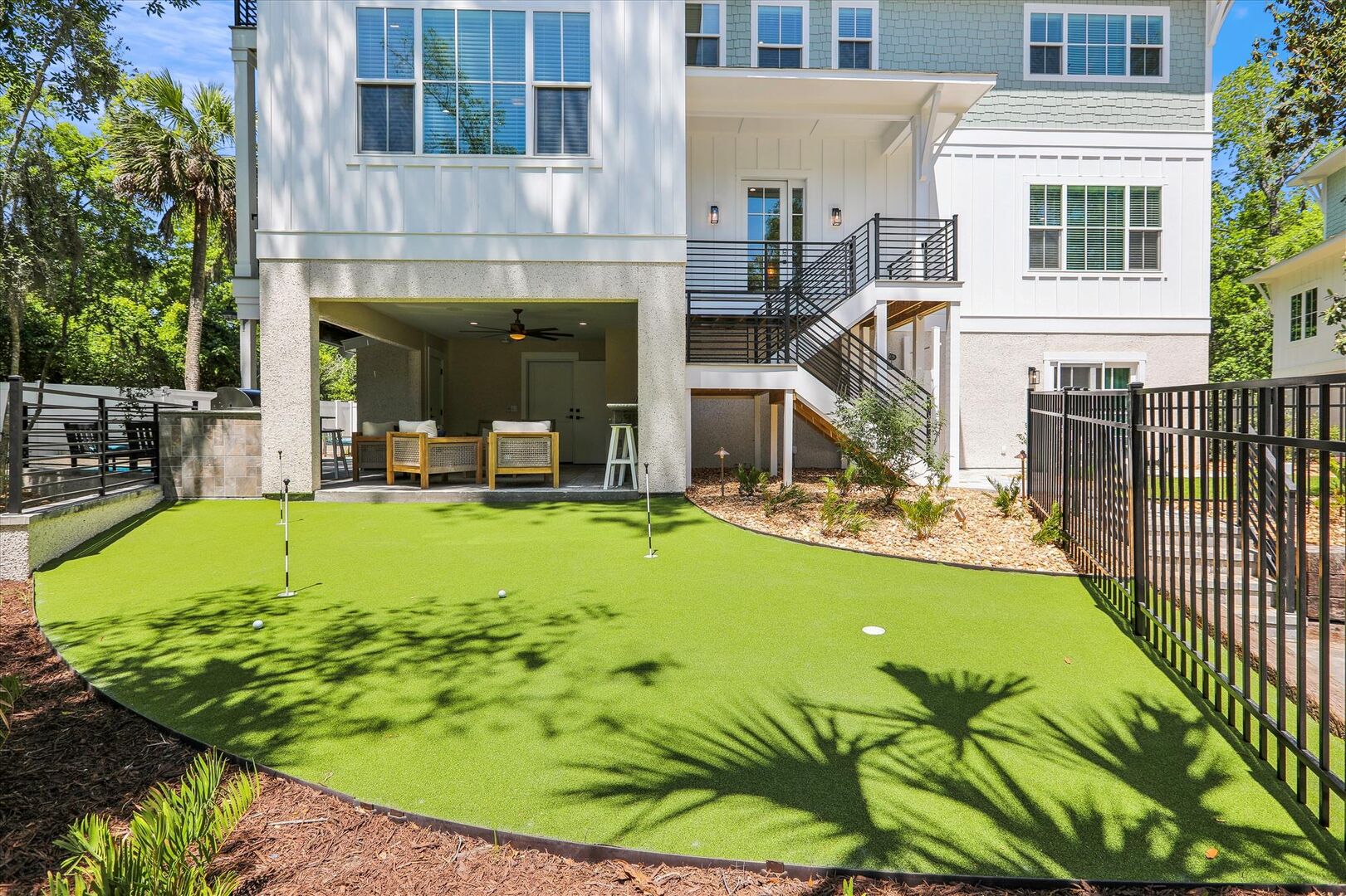 Putting green and palms
